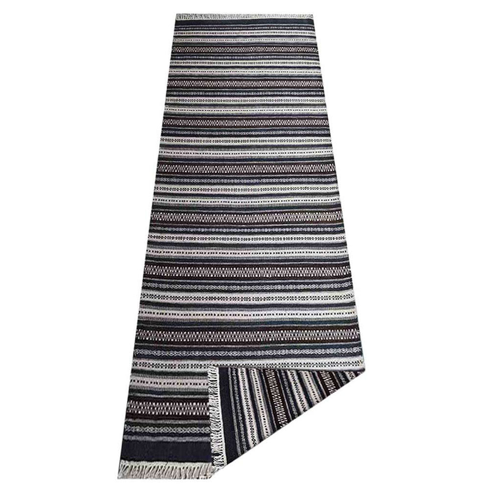 Night Stripes Flat Weave Kilim Wool Rug