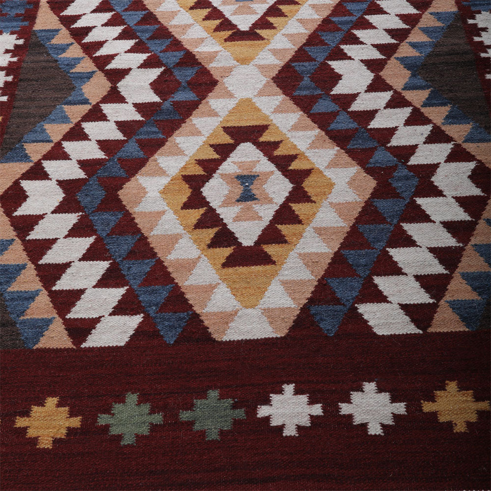 Fenn Hand Woven Flat Weave Kilim Wool Area Rug