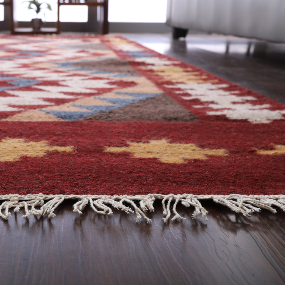 Fenn Hand Woven Flat Weave Kilim Wool Area Rug