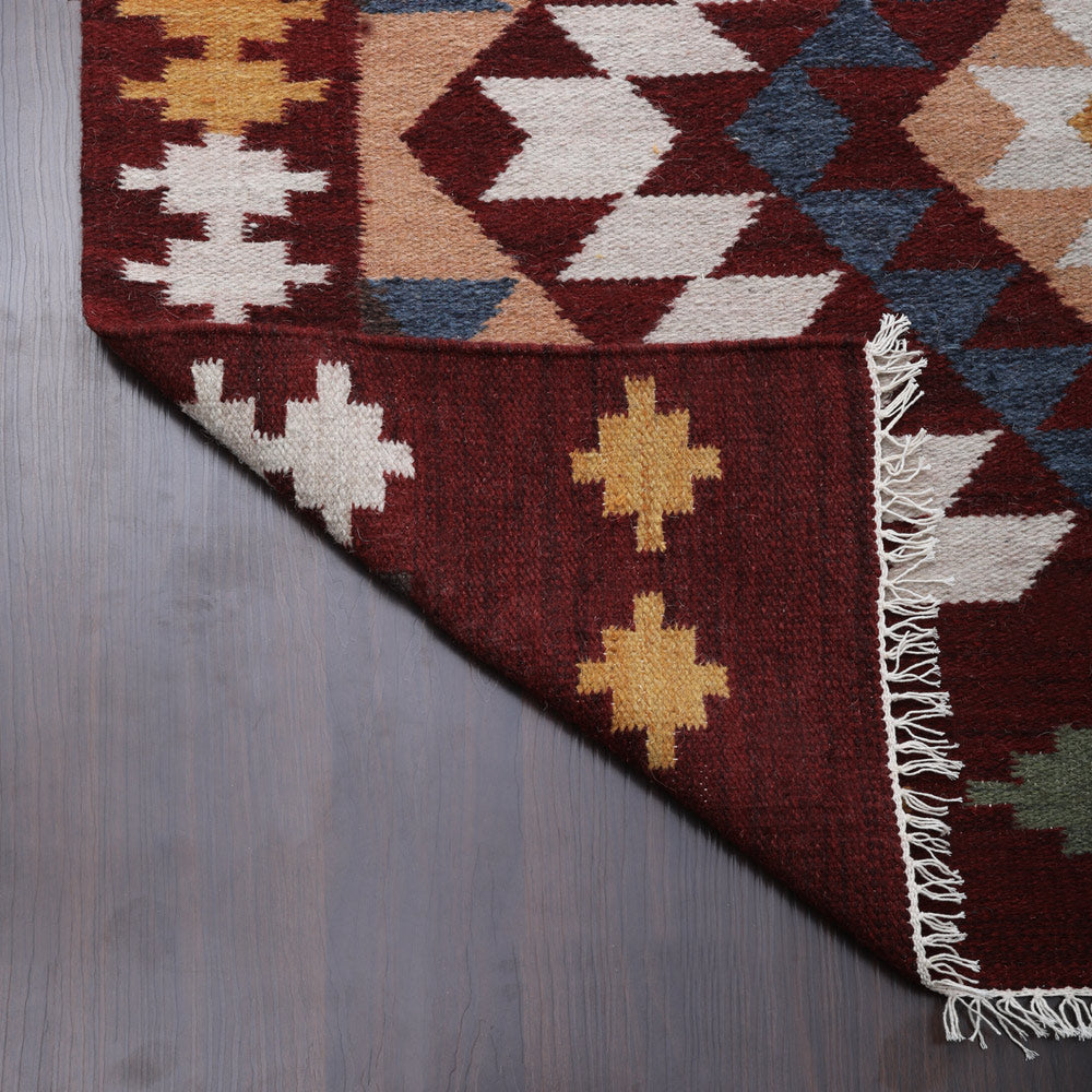 Fenn Hand Woven Flat Weave Kilim Wool Area Rug