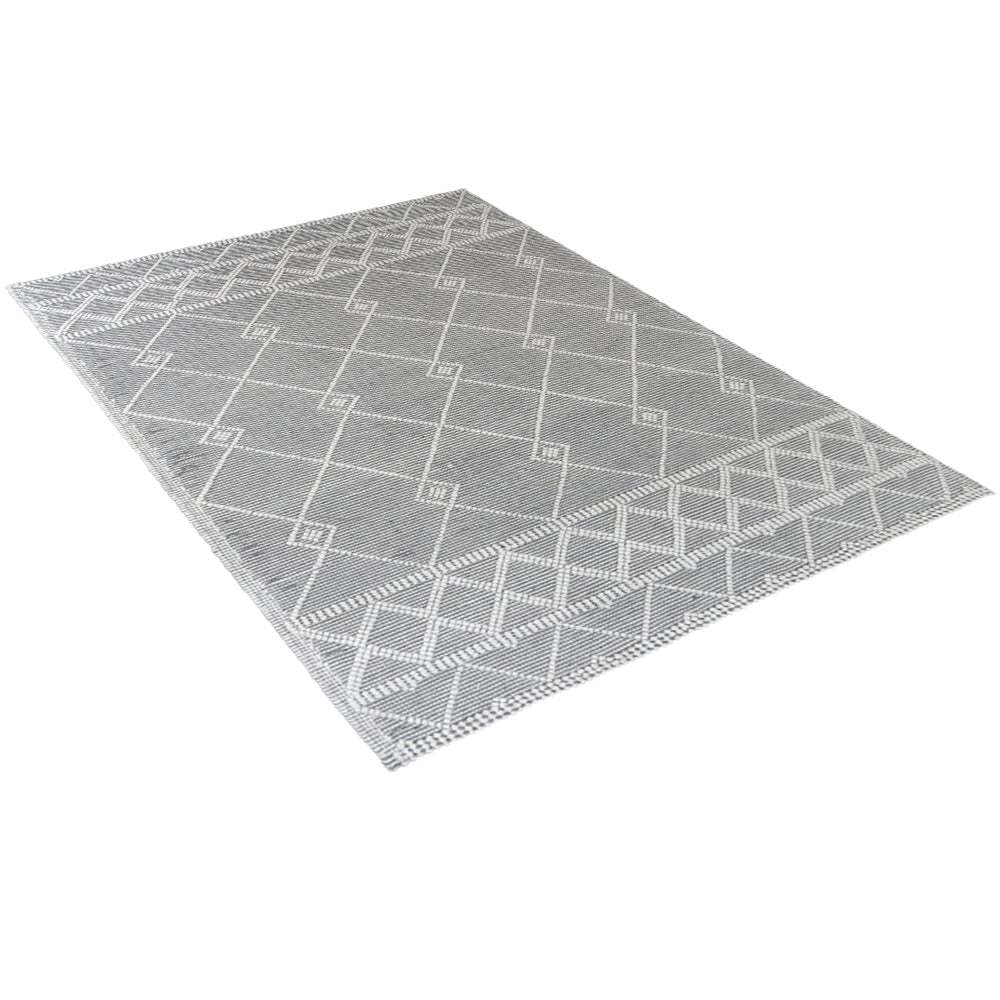Atmos Hand Woven Flat Weave Ivory Black Rug