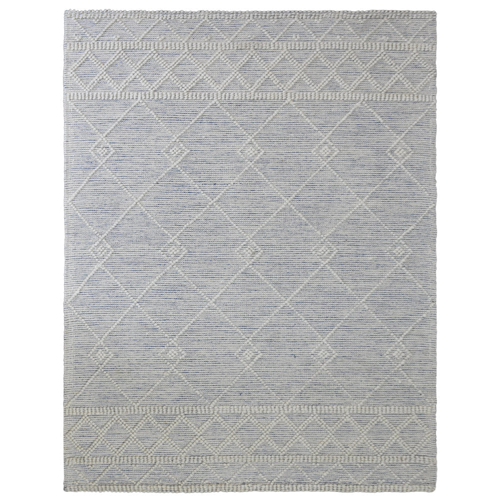 Atmos Hand Woven Flat Weave White & Blue Rug