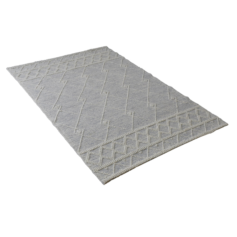 Atmos Hand Woven Flat Weave White & Blue Rug
