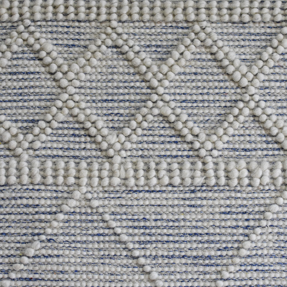 Atmos Hand Woven Flat Weave White & Blue Rug