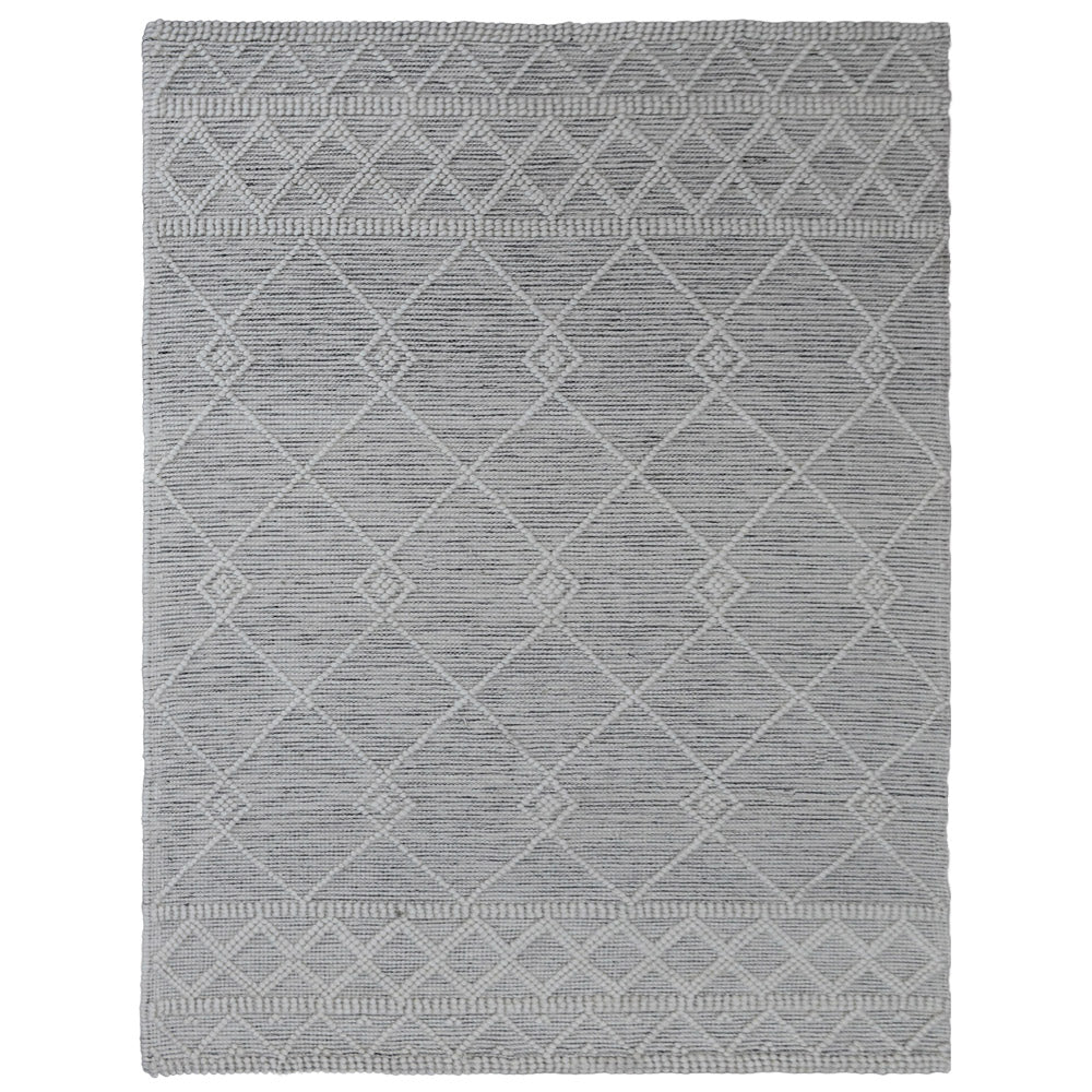 Atmos Hand Woven Flat Weave White & Gray Rug