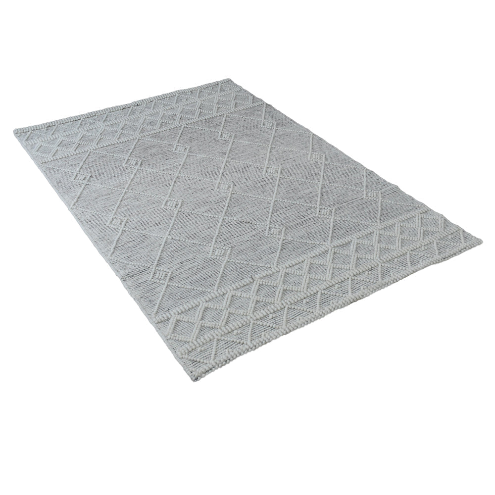 Atmos Hand Woven Flat Weave White & Gray Rug