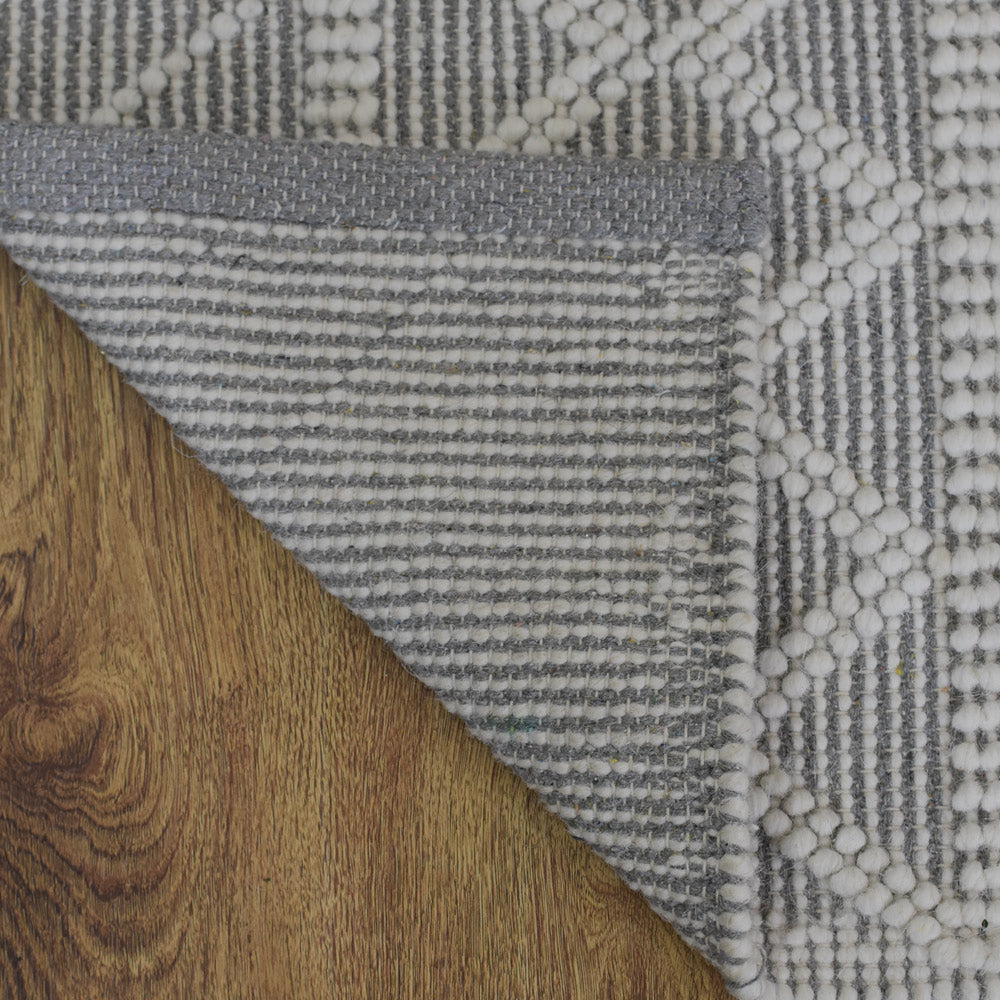 Atmos Hand Woven Flat Weave White & Gray Rug