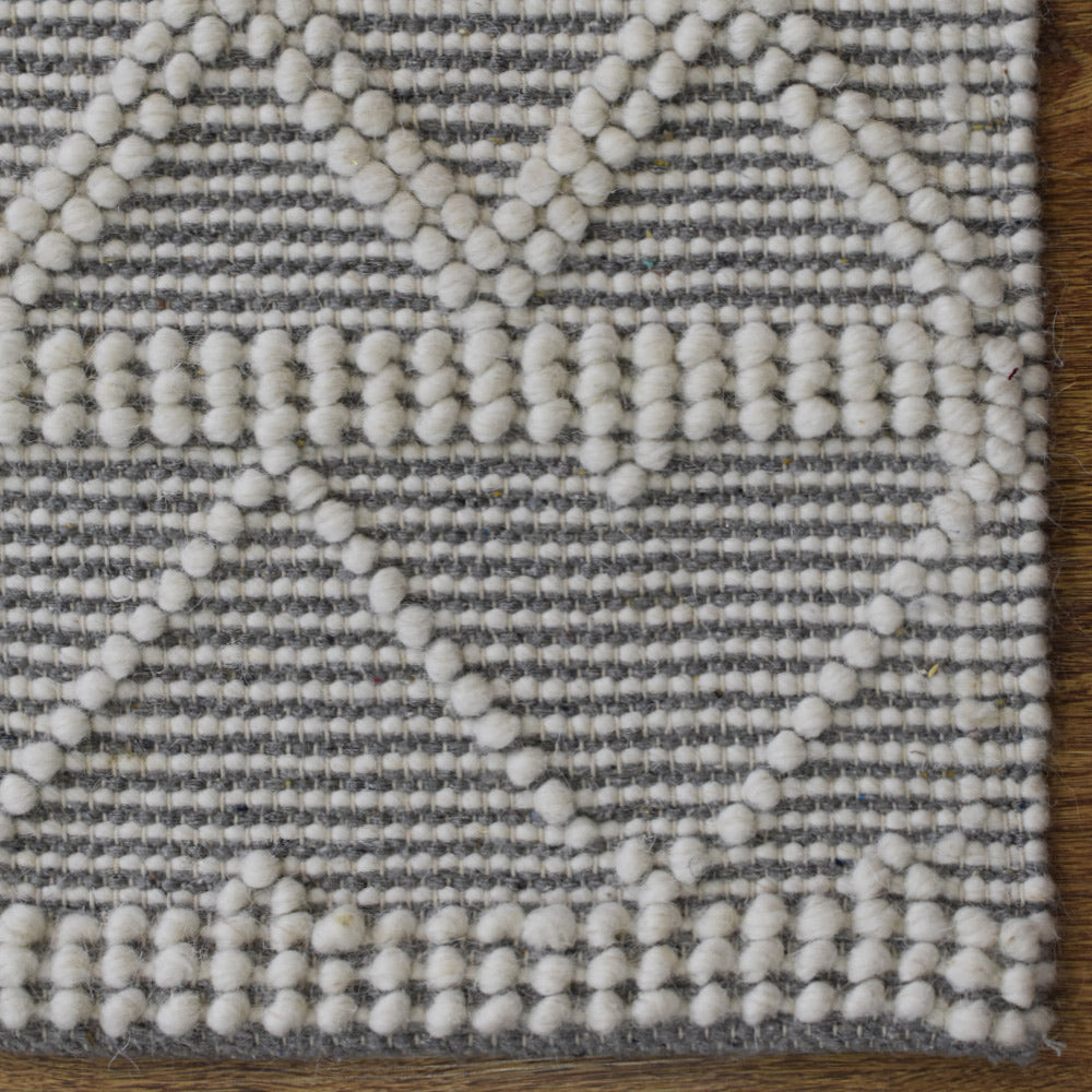 Atmos Hand Woven Flat Weave White & Gray Rug