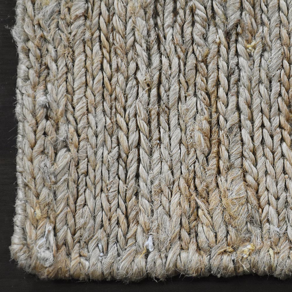 Beige Hand Woven Braided Jute Rug