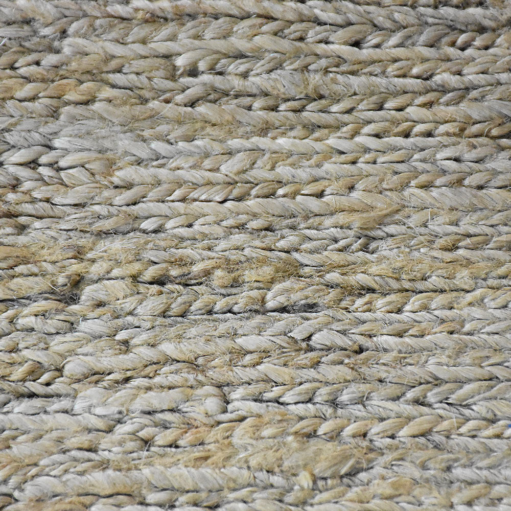 Beige Hand Woven Braided Jute Rug