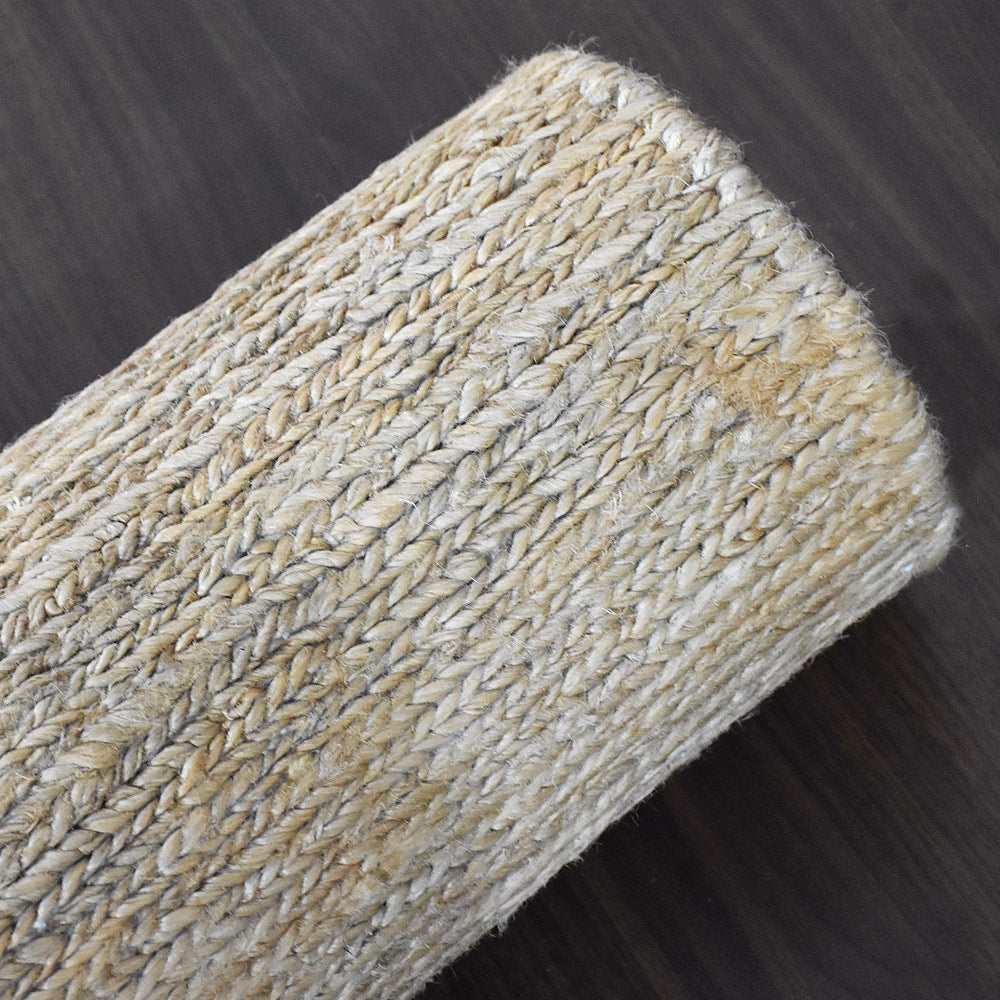 Beige Hand Woven Braided Jute Rug
