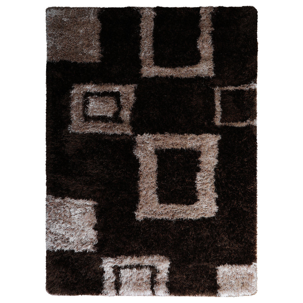 Retro Squares Hand Tufted Shag Rug