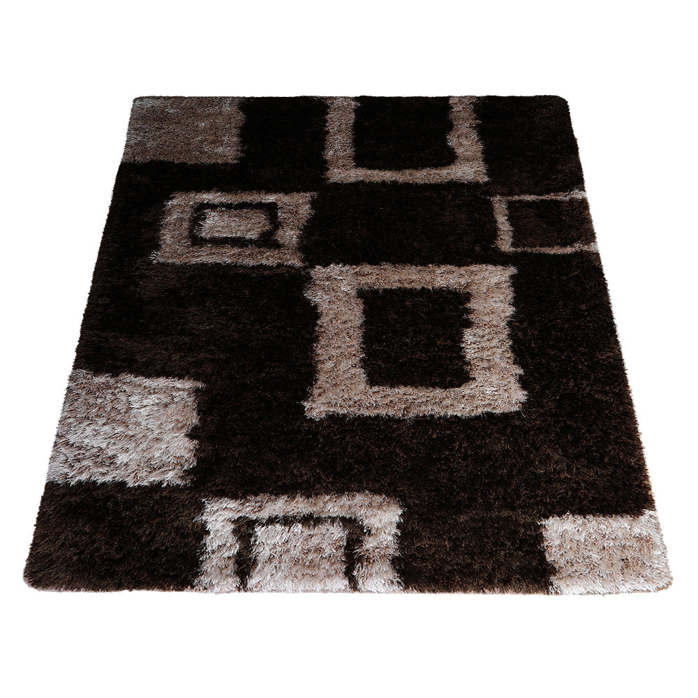 Retro Squares Hand Tufted Shag Rug