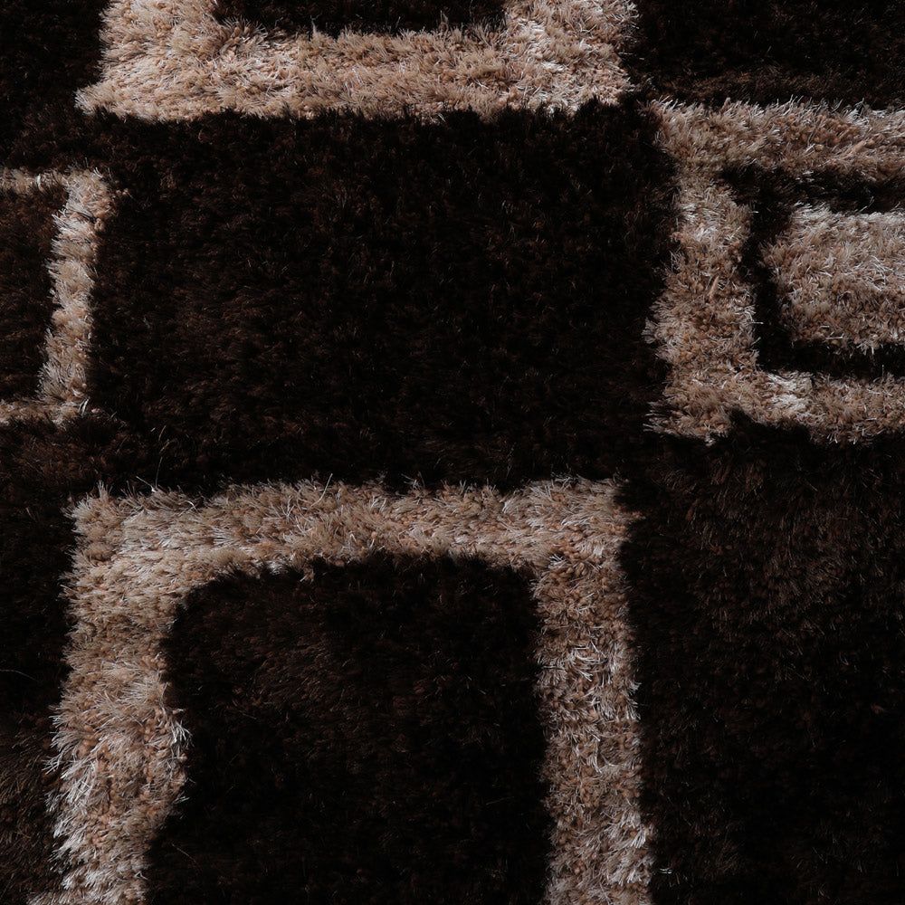 Retro Squares Hand Tufted Shag Rug
