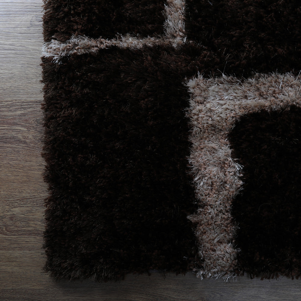 Retro Squares Hand Tufted Shag Rug
