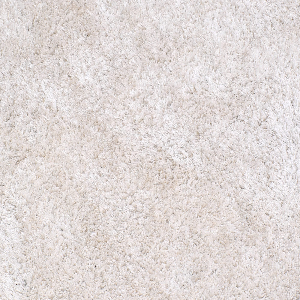 White Hand Tufted Shag Polyester Rug