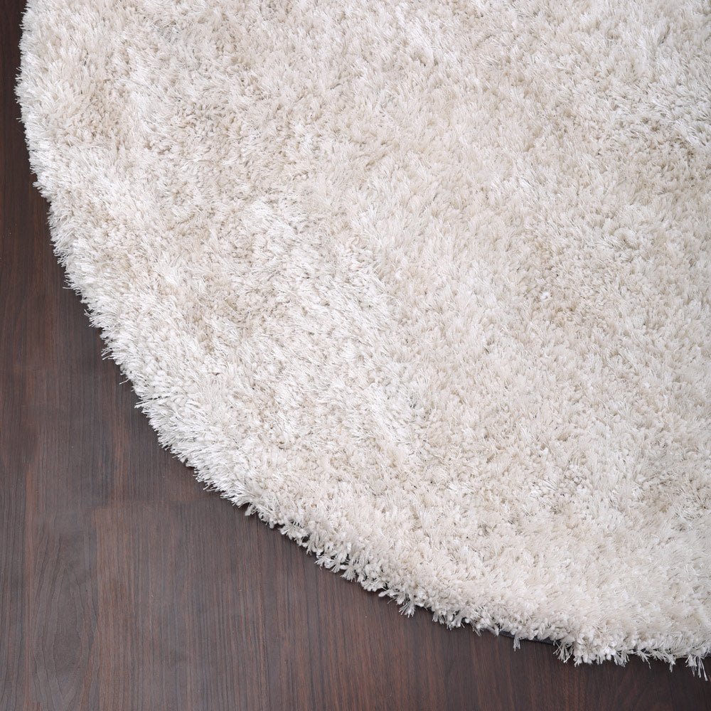 White Hand Tufted Shag Polyester Rug