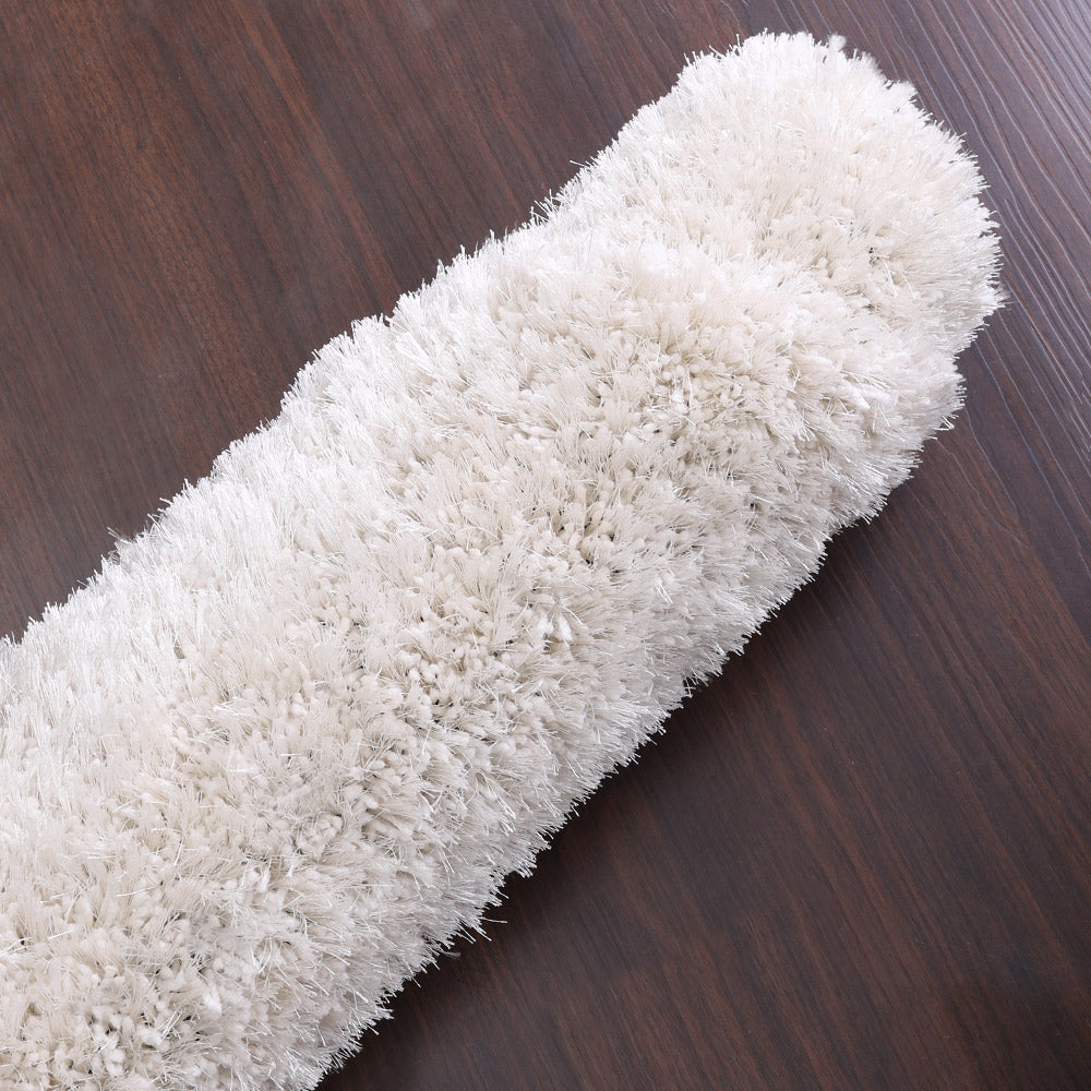 White Hand Tufted Shag Polyester Rug