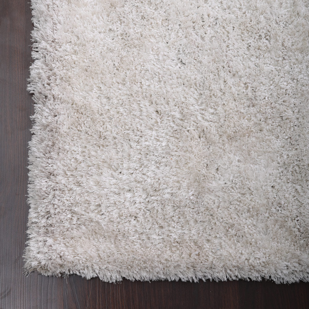 White Hand Tufted Shag Polyester Rug
