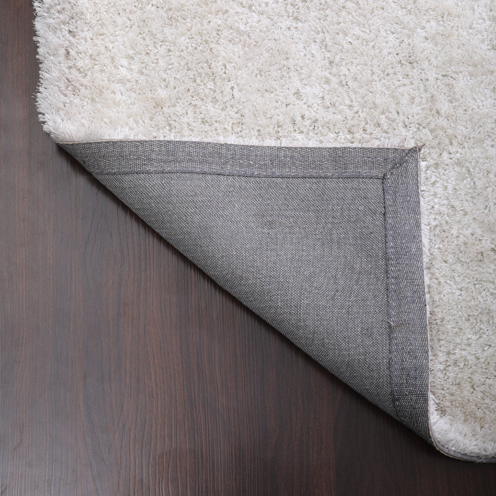 White Hand Tufted Shag Polyester Rug