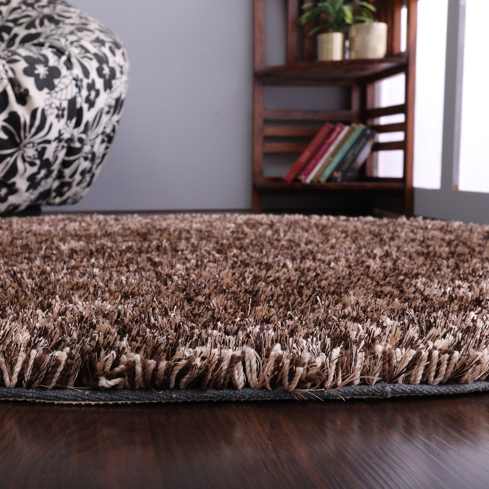 Beige Brown Hand Tufted Shag Rug