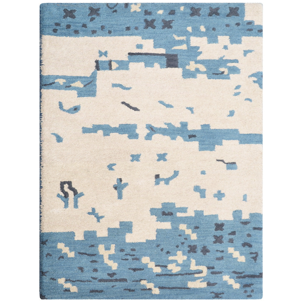 Liberty Hand Tufted Wool Beige Blue Area Rug