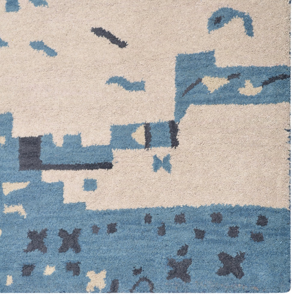 Liberty Hand Tufted Wool Beige Blue Area Rug