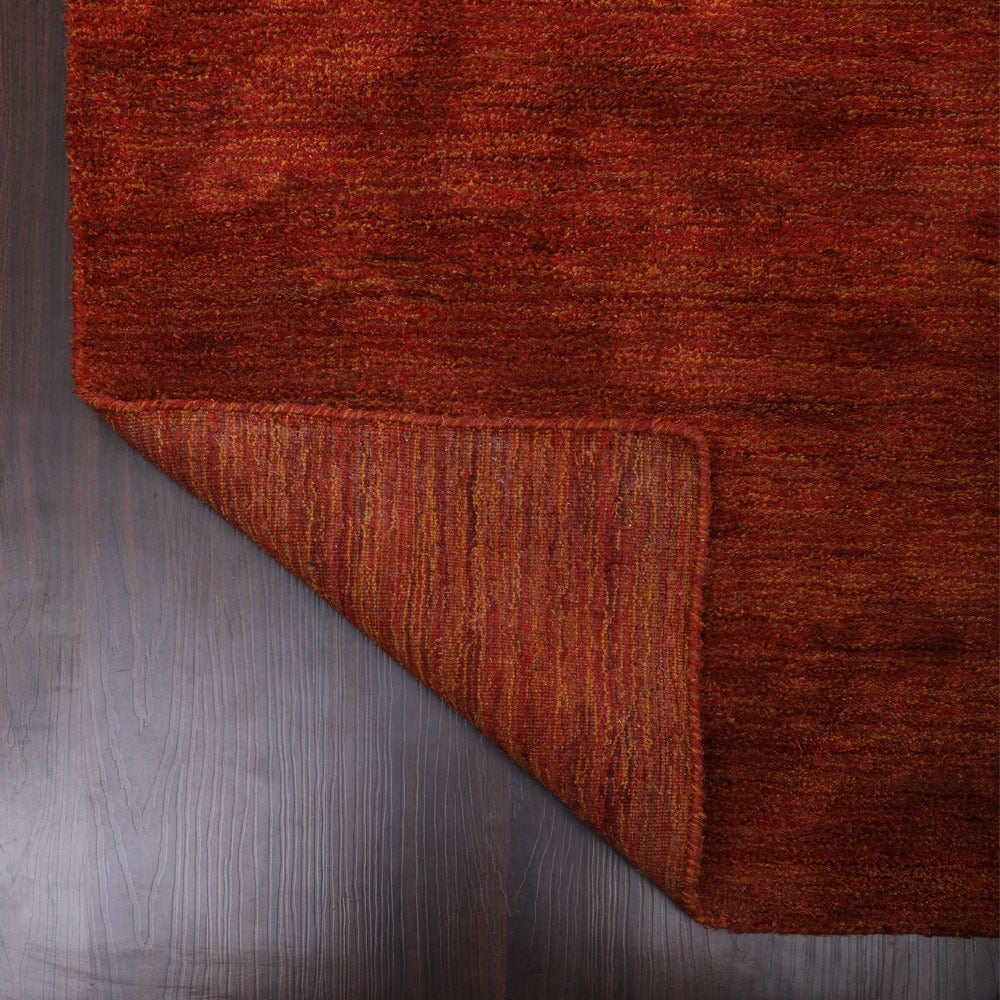 Solid Hand Knotted Silk & Wool Rug