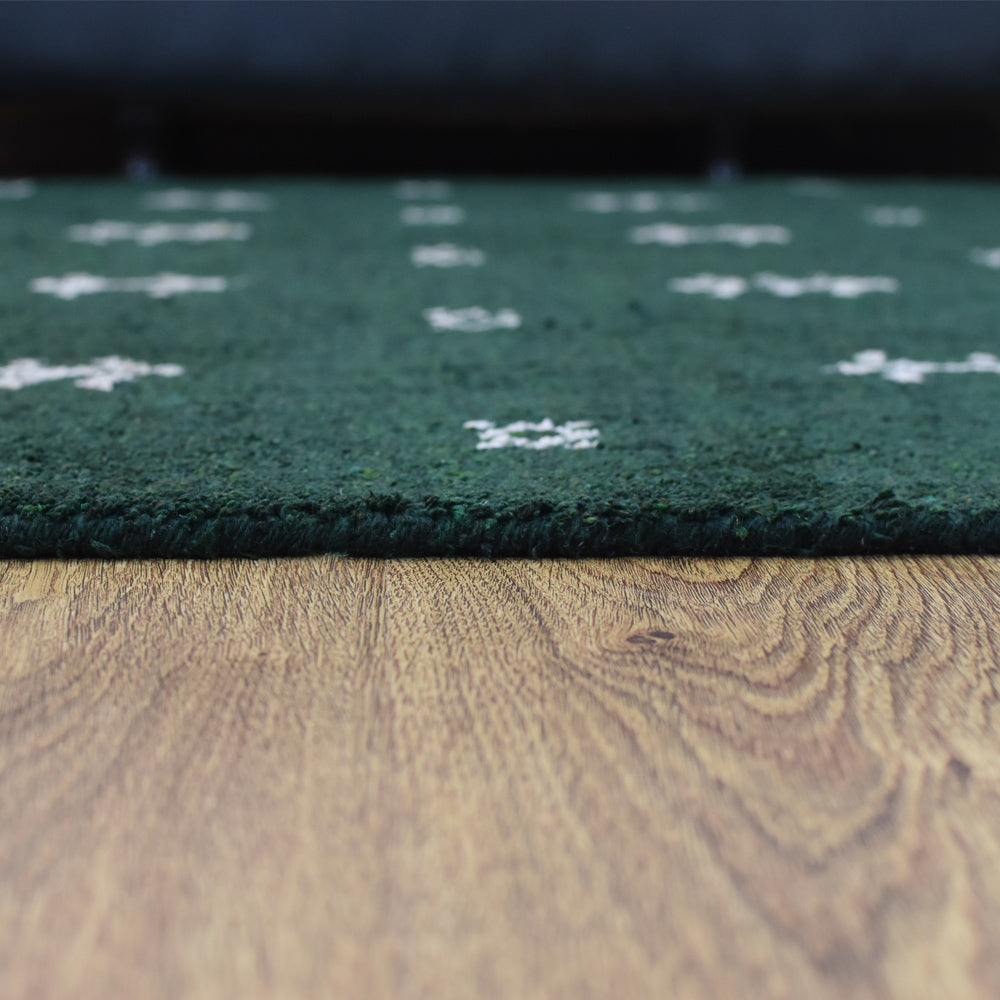 Iver Hand Knotted Silk & Wool Green Area Rug