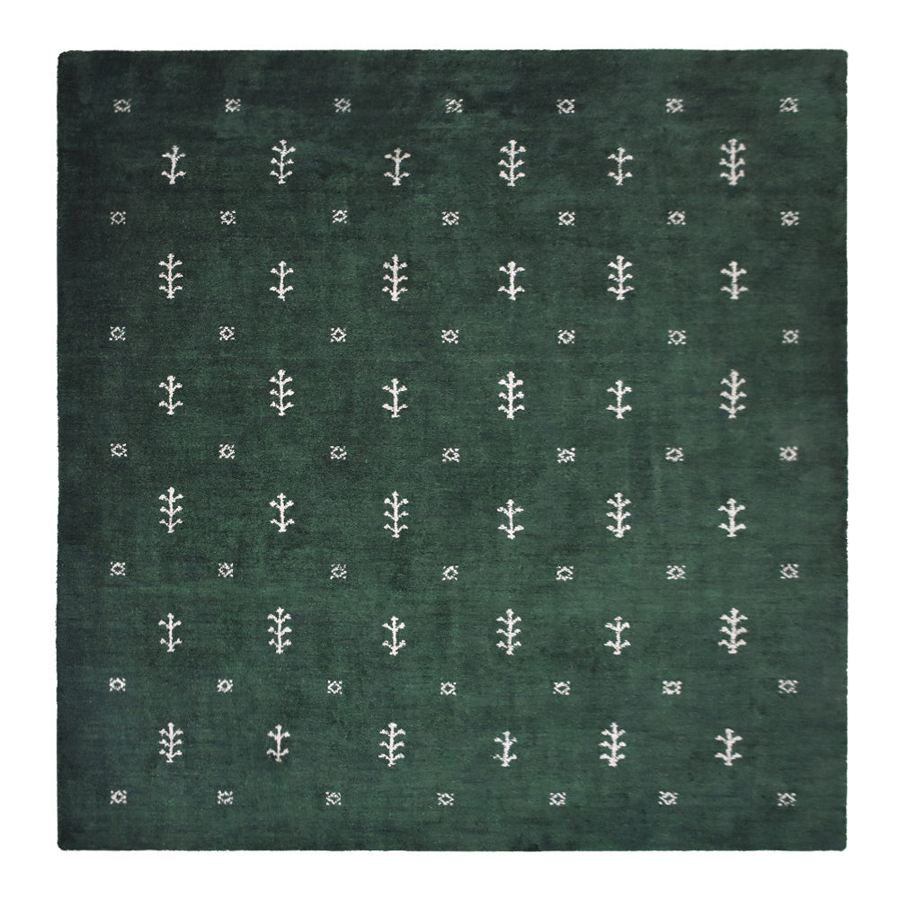 Iver Hand Knotted Silk & Wool Green Area Rug