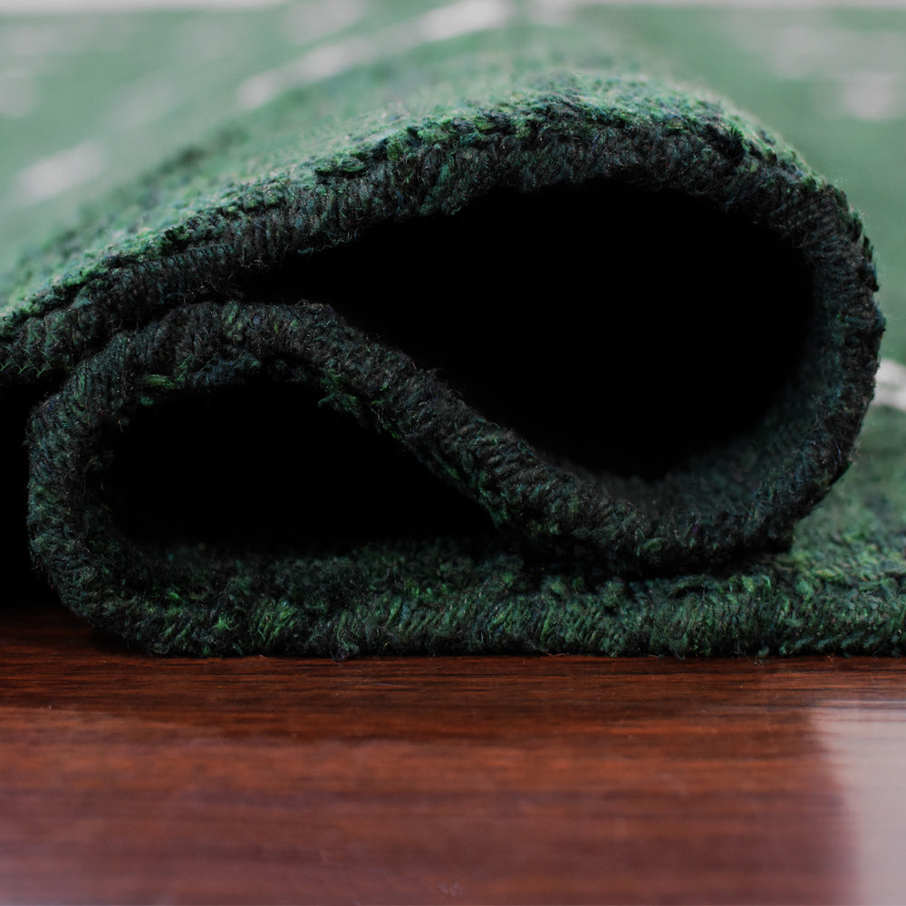 Iver Hand Knotted Silk & Wool Green Area Rug