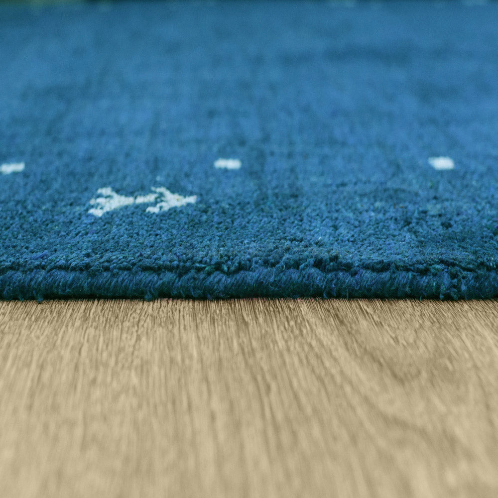 Dale Hand Knotted Silk & Wool Blue Area Rug