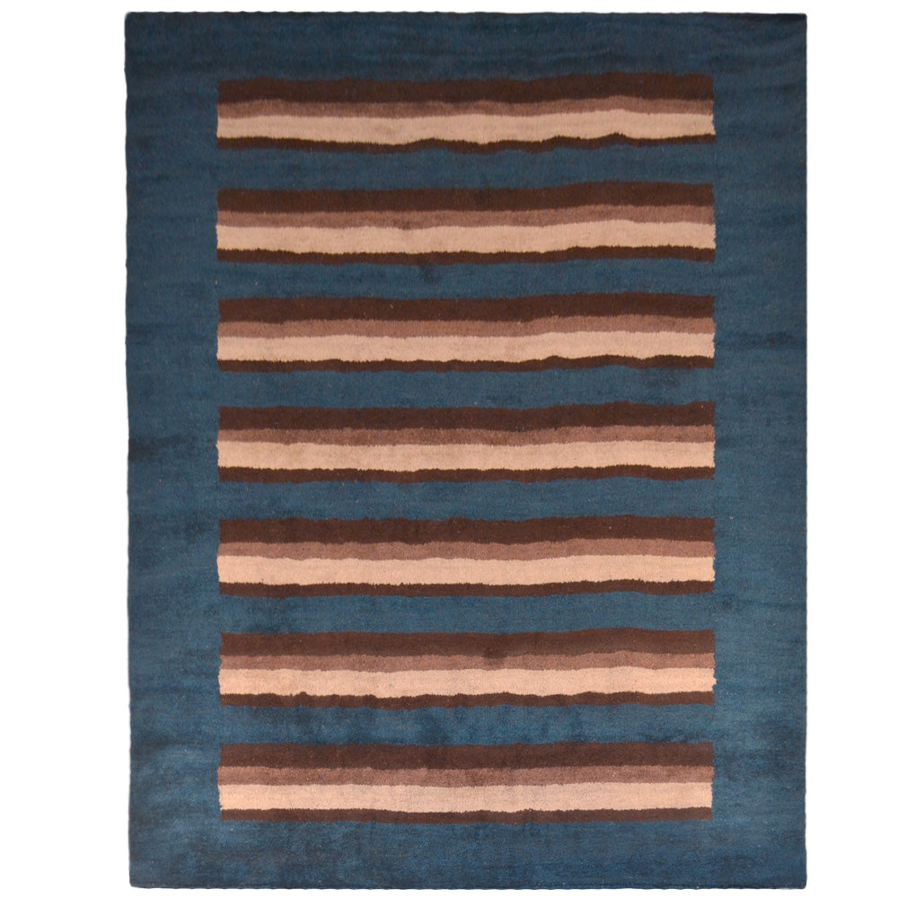 Stripes Hand Knotted Silk & Wool Rug