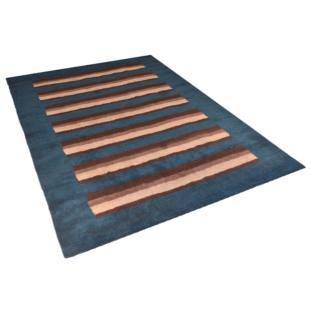 Stripes Hand Knotted Silk & Wool Rug