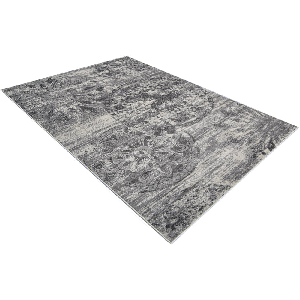 Medallion Silver Machine Woven Polypropylene Rug