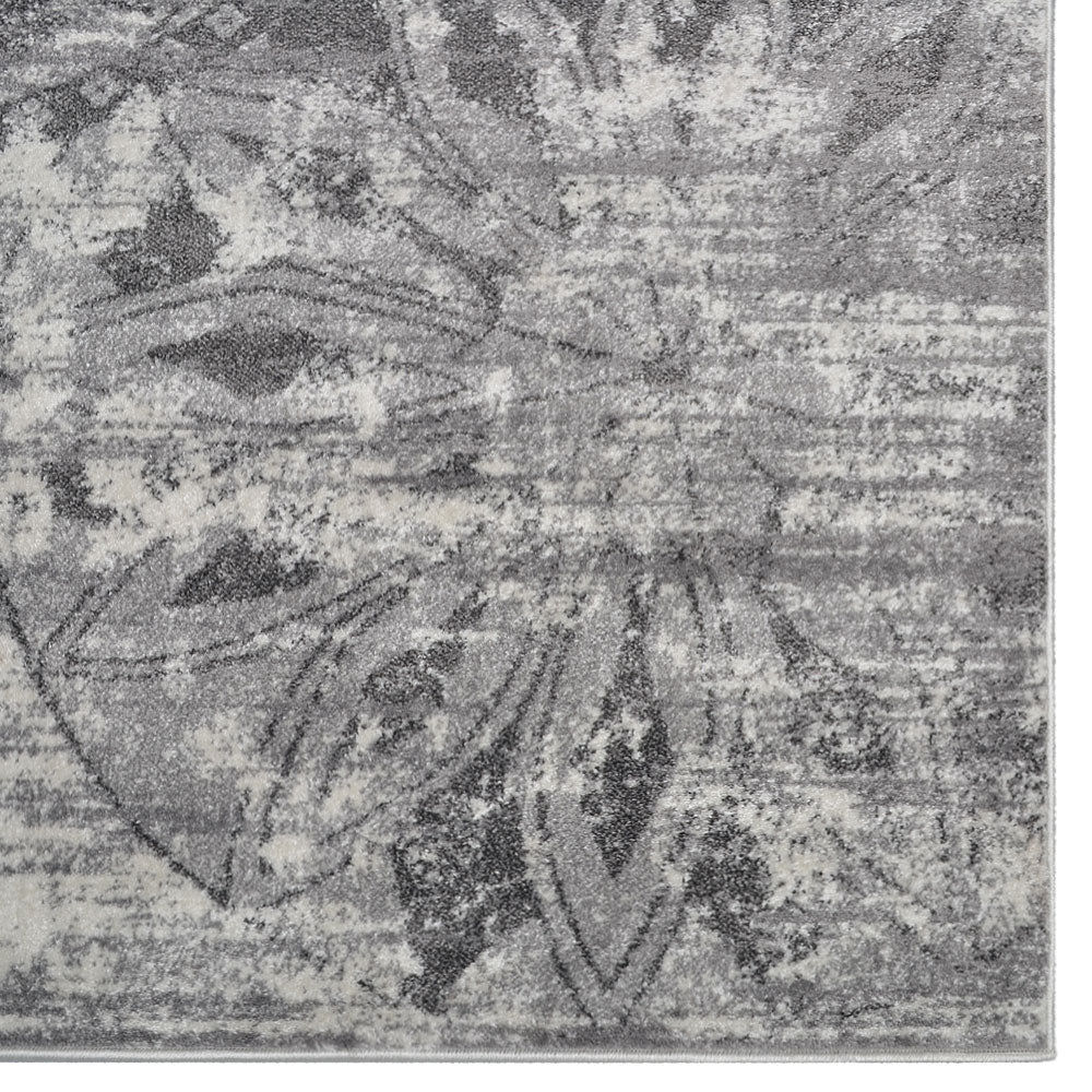 Medallion Silver Machine Woven Polypropylene Rug