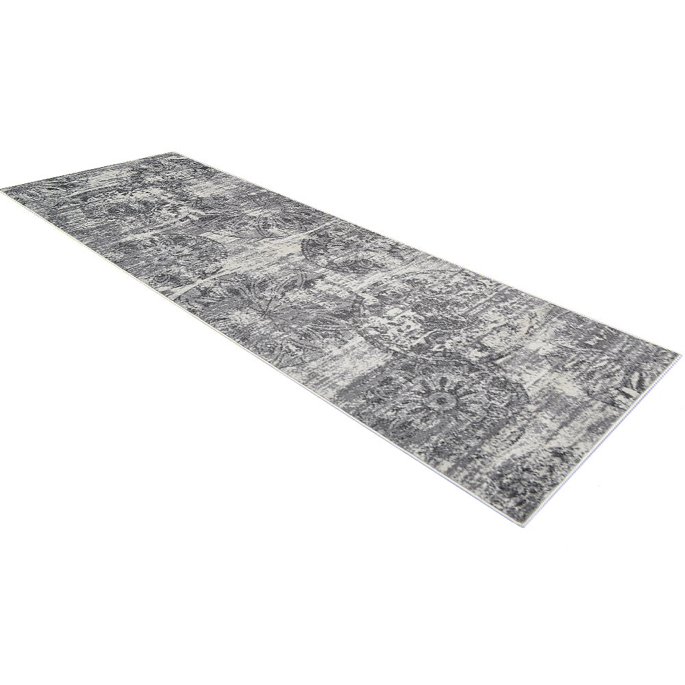 Medallion Silver Machine Woven Polypropylene Rug