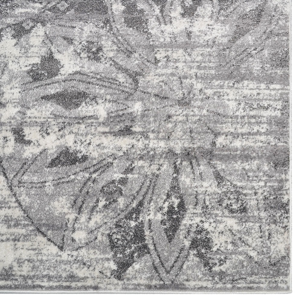 Medallion Silver Machine Woven Polypropylene Rug