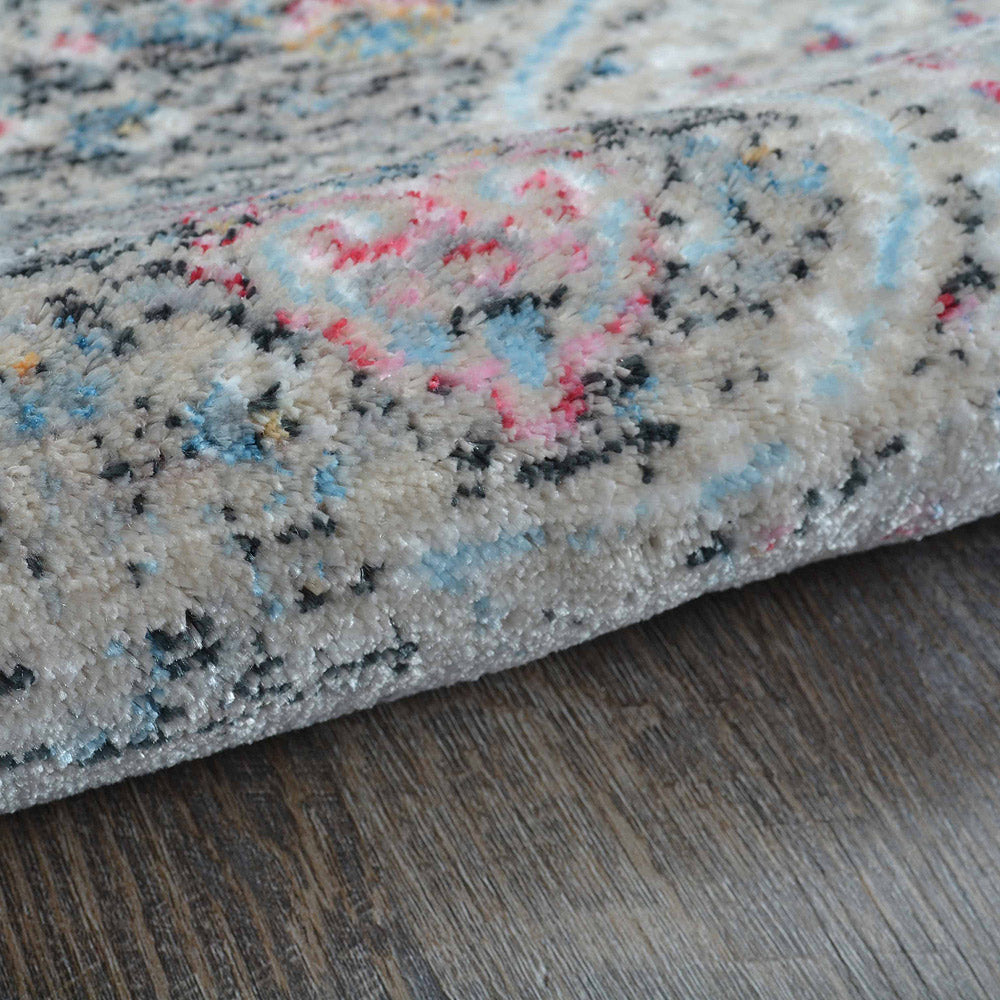 Pink Machine Woven Crossweave Polyester Area Rug