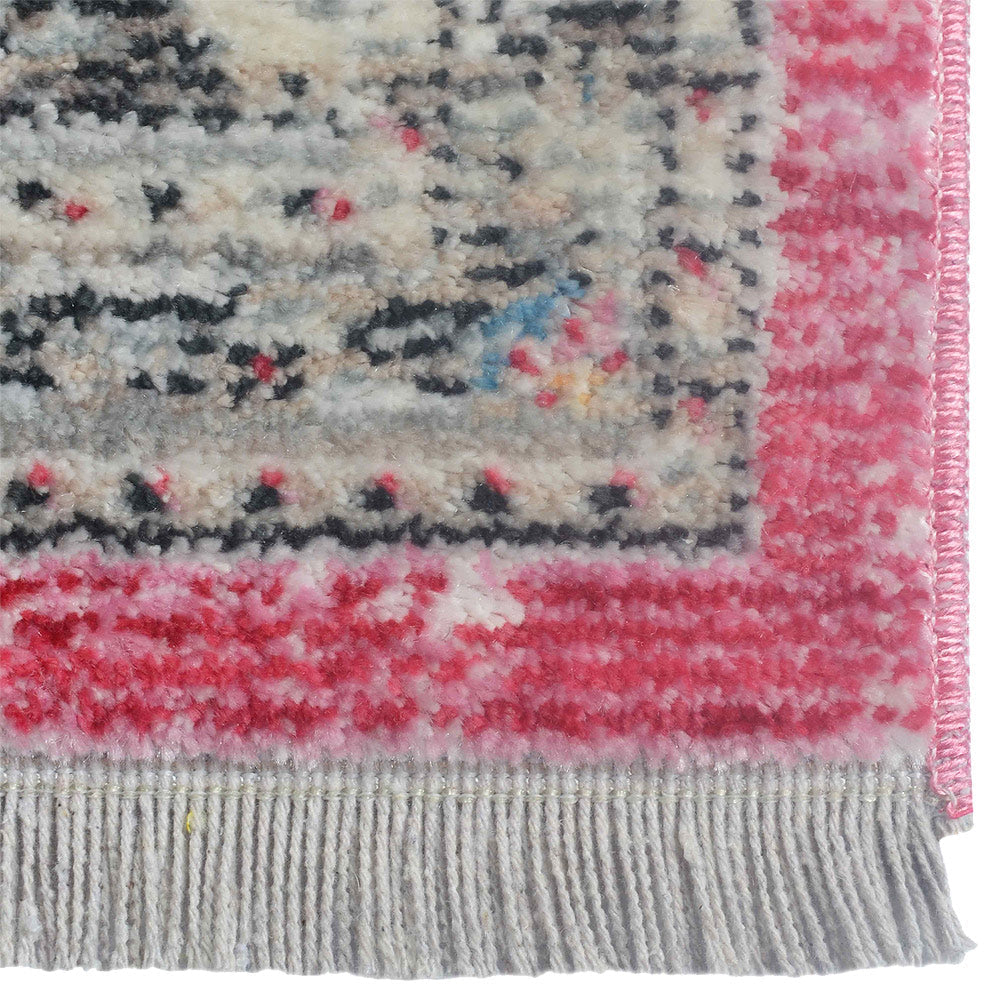 Pink Machine Woven Crossweave Polyester Area Rug