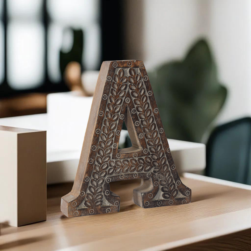 Vintage Gray Handmade Alphabet Letters(A to Z) & Number(0 to 9) Block