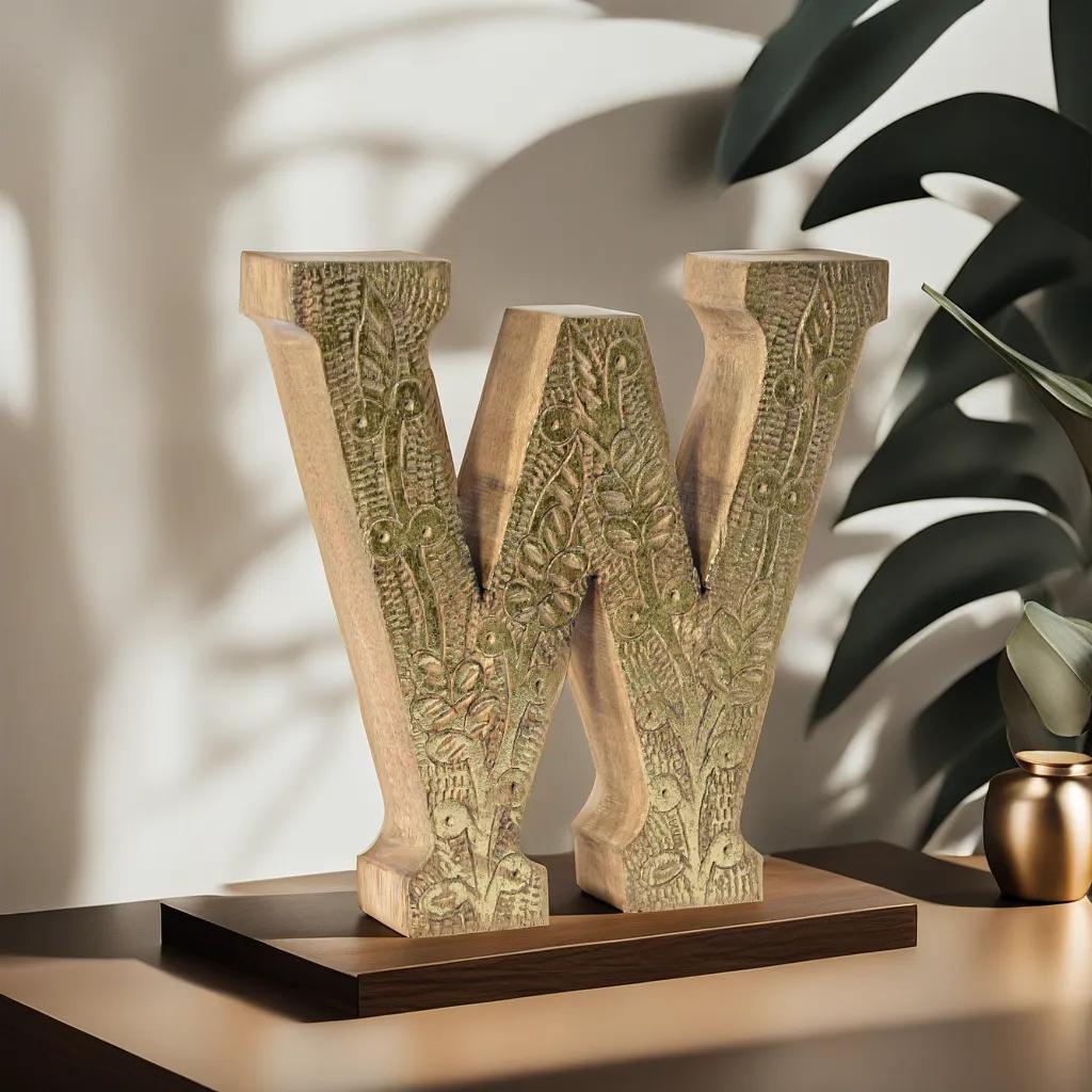 Vintage Ornate Carved Letter & Numbers Solid Wood