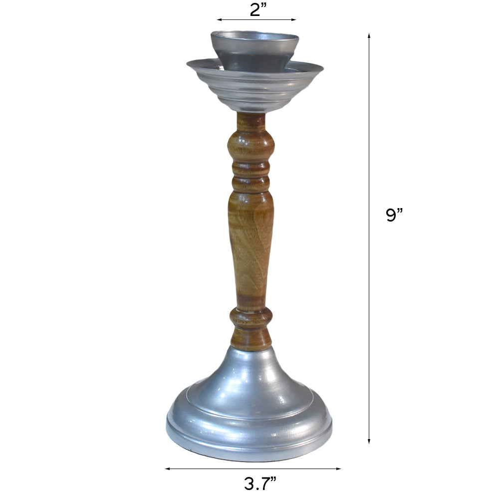 Fusion Silver Pillar Candle Holder