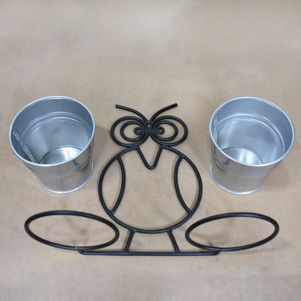 Owl Haven Silver Pot Planter