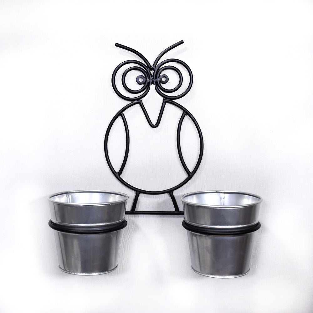 Owl Haven Silver Pot Planter