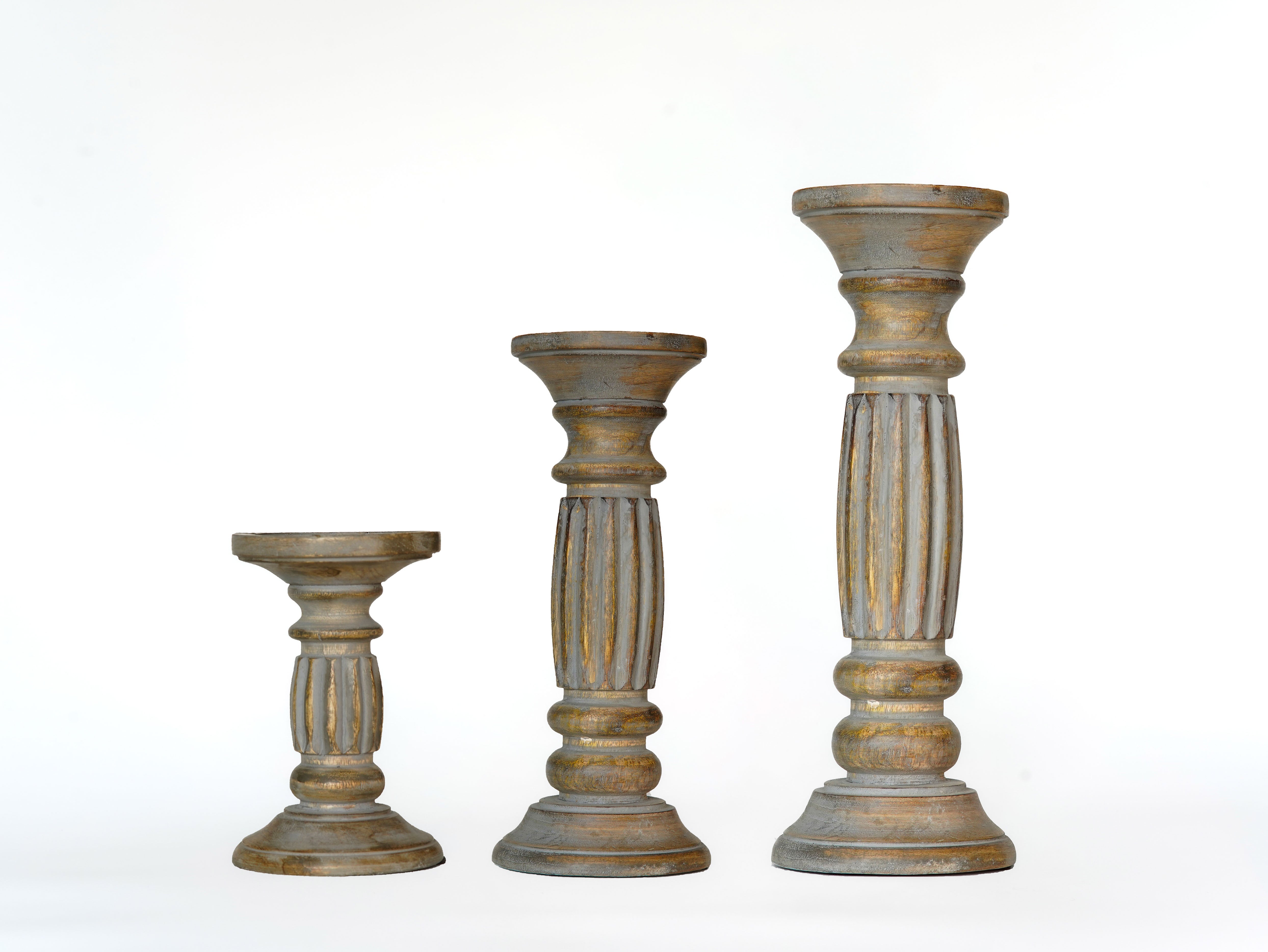 Ionic Pillar Candle Holder - Gray Wash