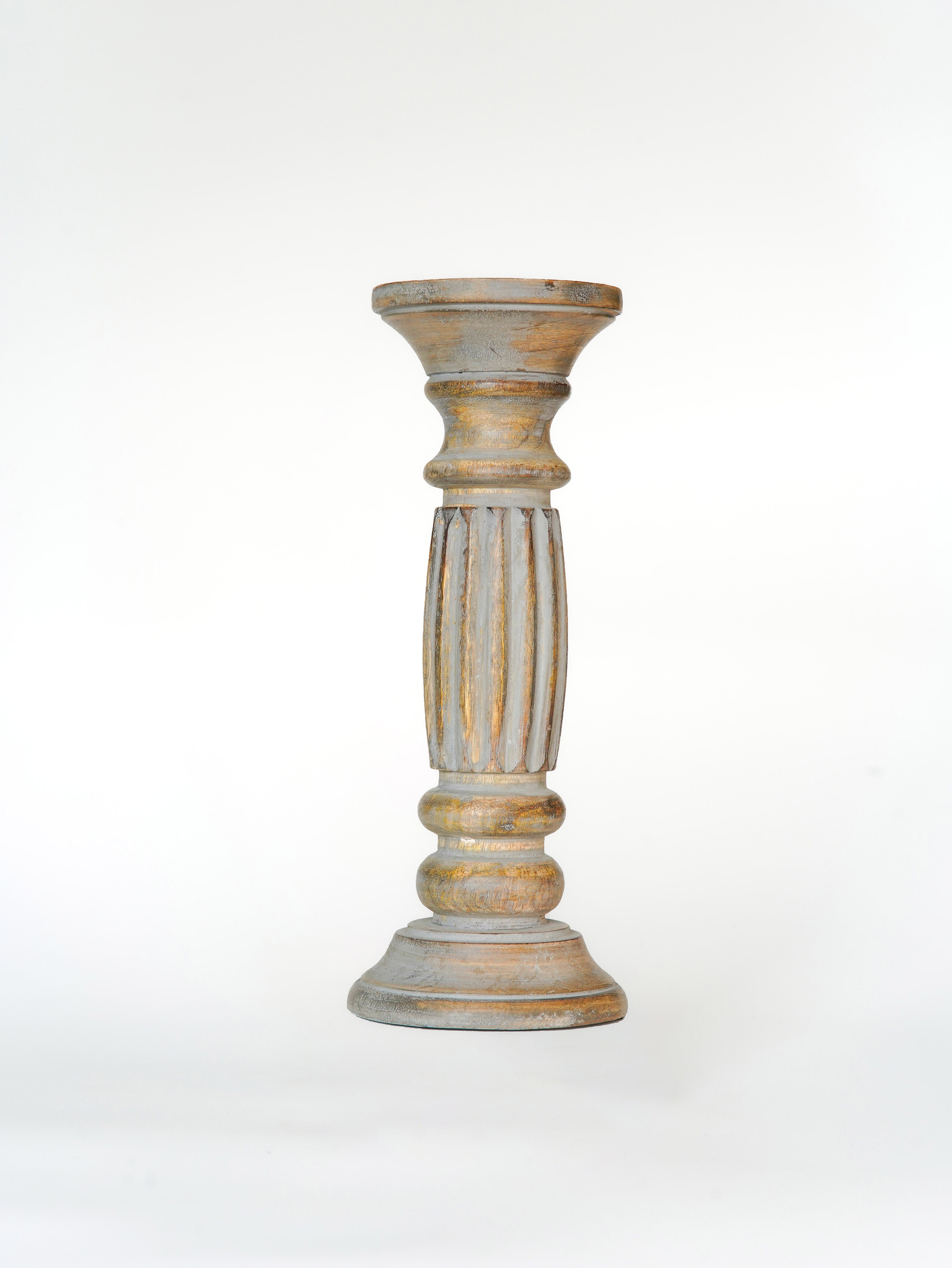 Ionic Pillar Candle Holder - Gray Wash