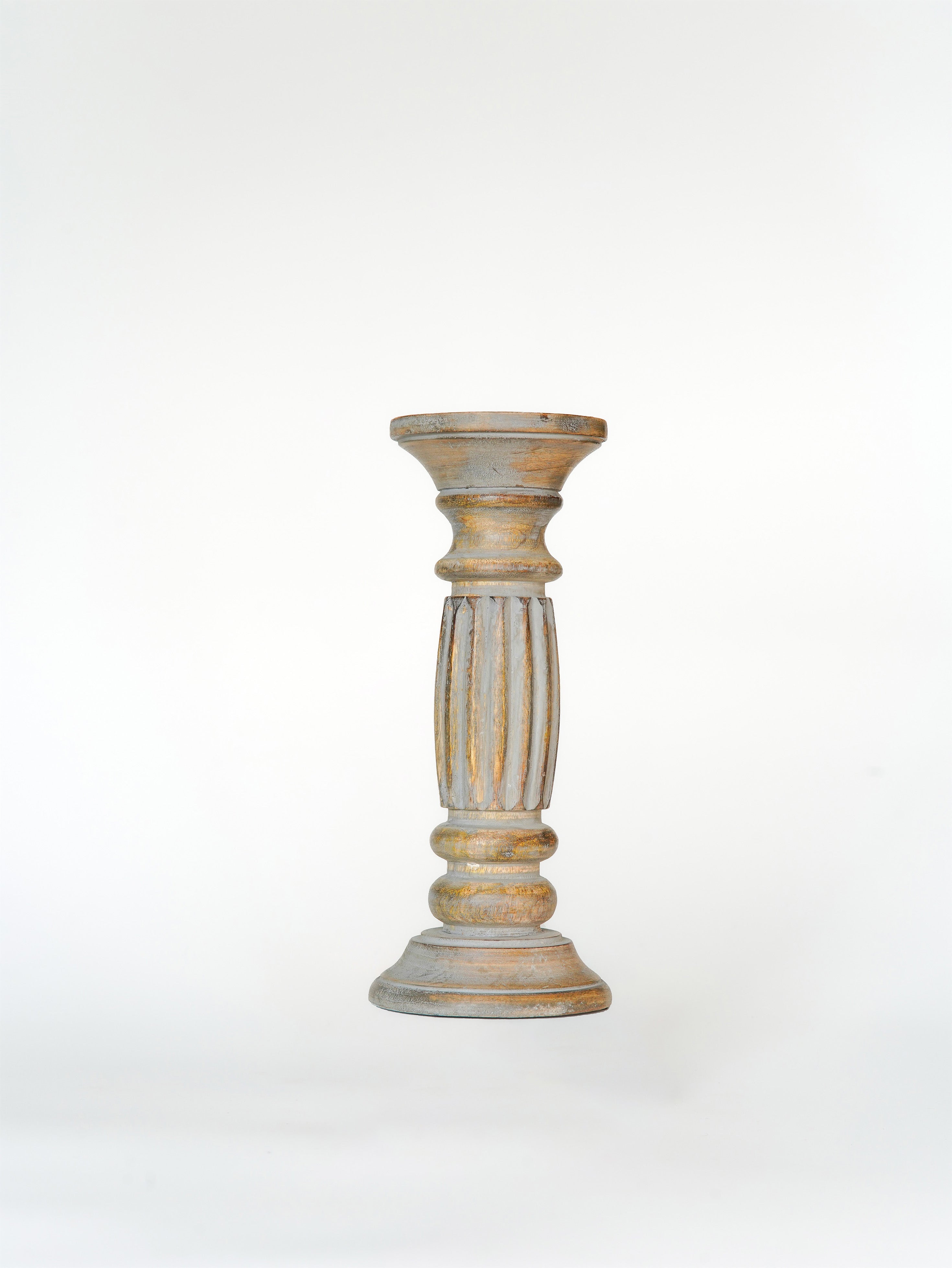 Ionic Pillar Candle Holder - Gray Wash