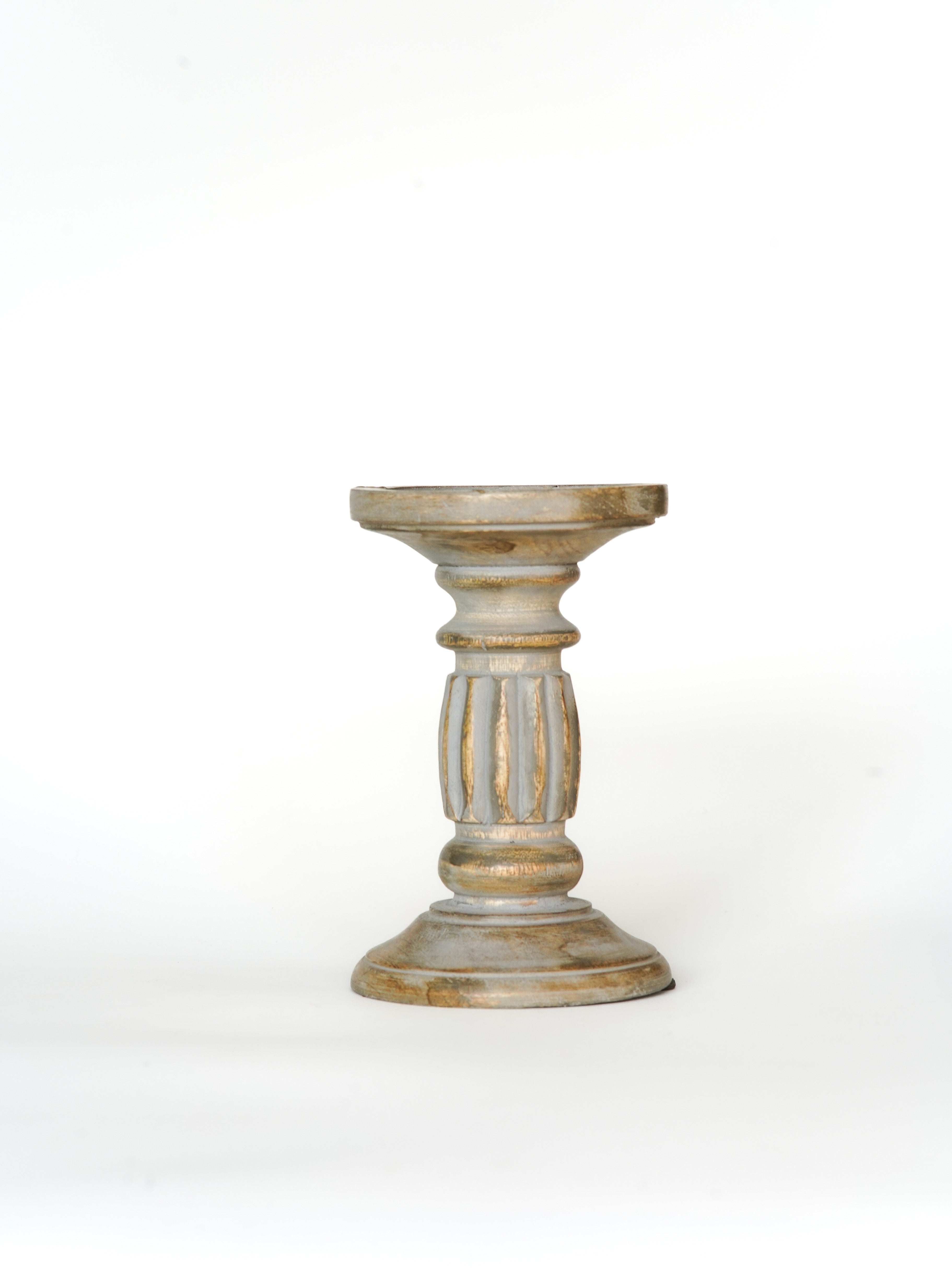 Ionic Pillar Candle Holder - Gray Wash