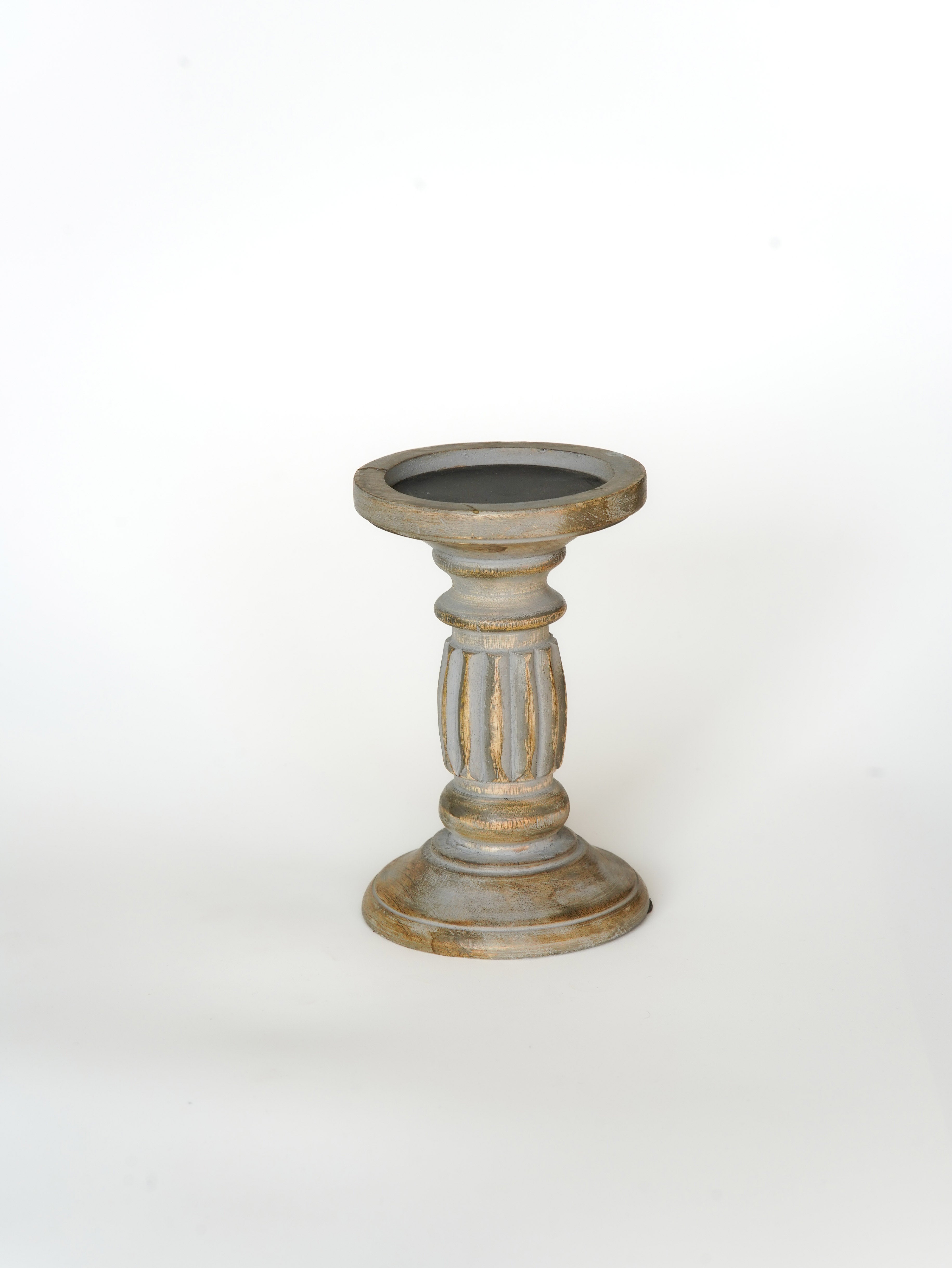 Ionic Pillar Candle Holder - Gray Wash